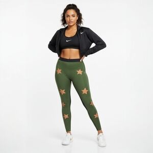 NWT ULTRACOR Knockout Star Print Compression Leggings | Green | Size M| Athletic